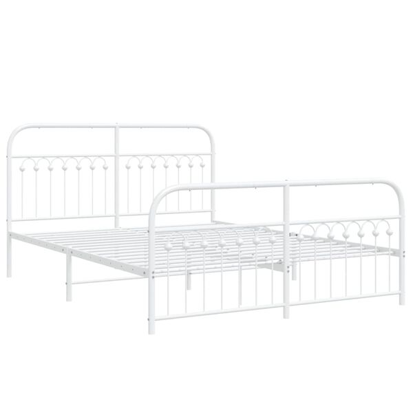 vidaXL Bedframe met hoofd- en voeteneinde metaal wit 150x200 cm