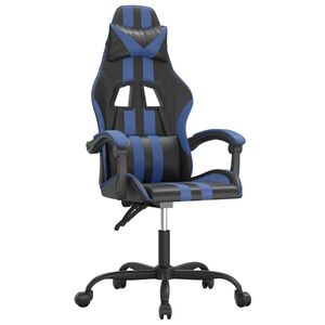 vidaXL Gamestoel kunstleer zwart en blauw