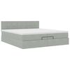 vidaXL Ottoman bed met matrassen en LED's 200x200cm fluweel lichtgrijs