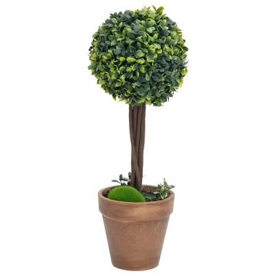 vidaXL Kunstplanten met pot 2 st buxus bolvorming 33 cm groen