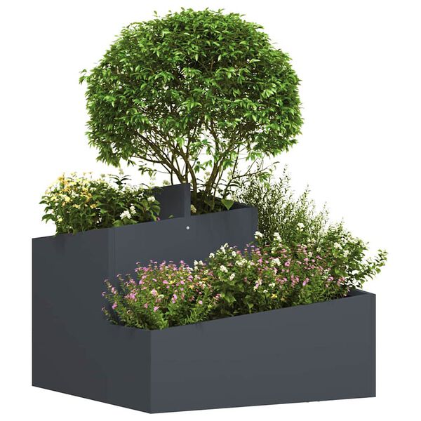 vidaXL Tuin Bloempot Antraciet 60 x 60 x 50 cm Koudgewalst staal