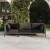vidaXL 3-delige Loungeset met kussens poly rattan donkergrijs