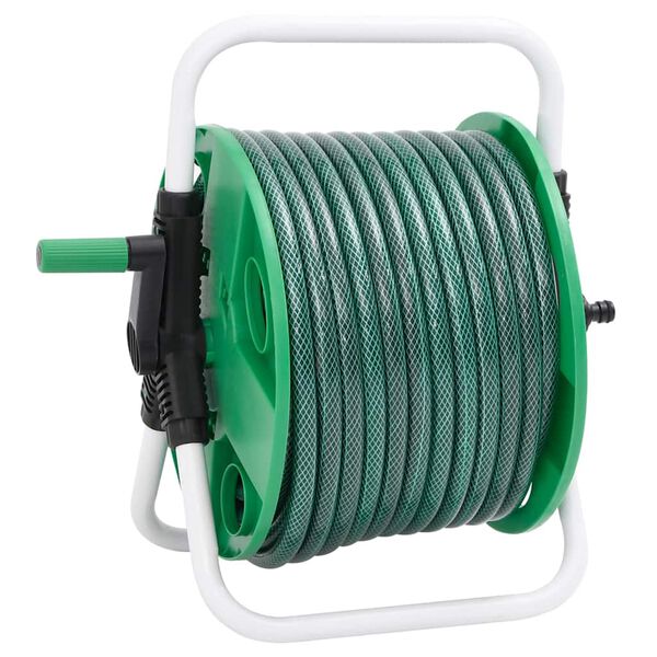 vidaXL Slanghaspel met slangkoppelset 0,5" 30 m vrijstaand PVC groen