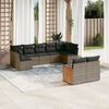 vidaXL 9-delige Loungeset met kussens poly rattan grijs