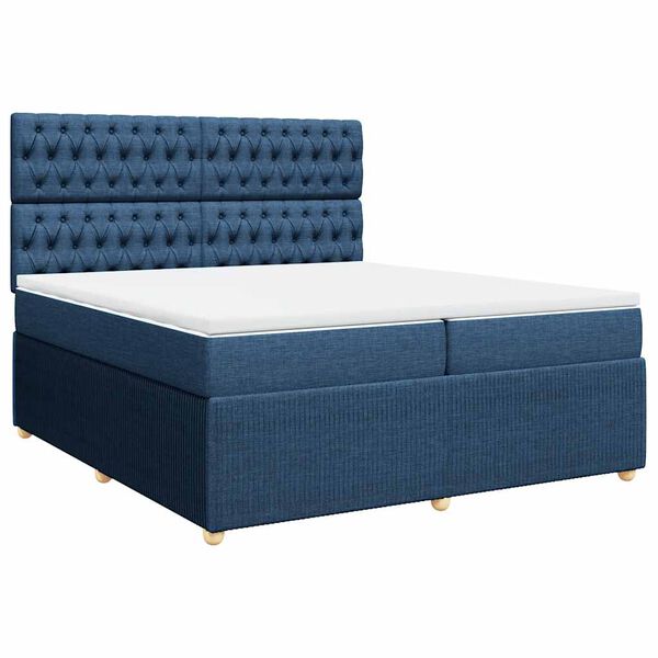 vidaXL Boxspring met matras stof blauw 200x200 cm