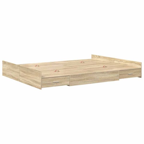 vidaXL Opbergbedframe met lade Sonoma Eiken 160 x 200 cm Bewerkt hout