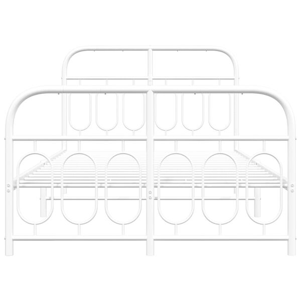 vidaXL Bedframe met hoofd- en voeteneinde metaal wit 120 x 190 cm