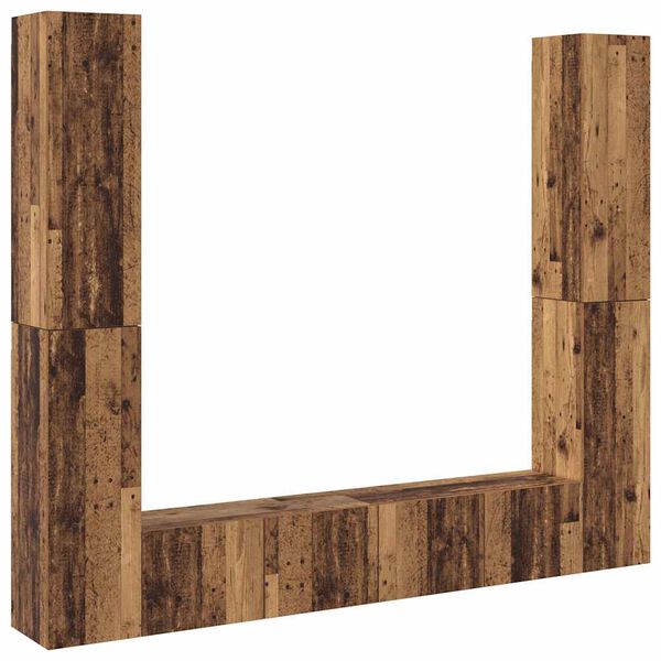 vidaXL Tv-wandkasten 6 st bewerkt hout oud houtkleurig
