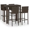 vidaXL 5-delige Tuinbarset met armleuningen poly rattan bruin