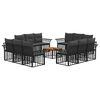 vidaXL Buiten bankenset 13 st Zwart en Donkergrijs Polyester