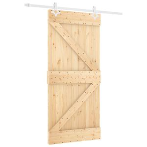 vidaXL Schuifdeur Natuurlijk en Wit 90 x 210 cm Massief grenenhout