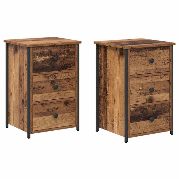 vidaXL Nachtkastje 2 pcs Bruin 40 x 36 x 60 cm Massief Gerecycled Hout