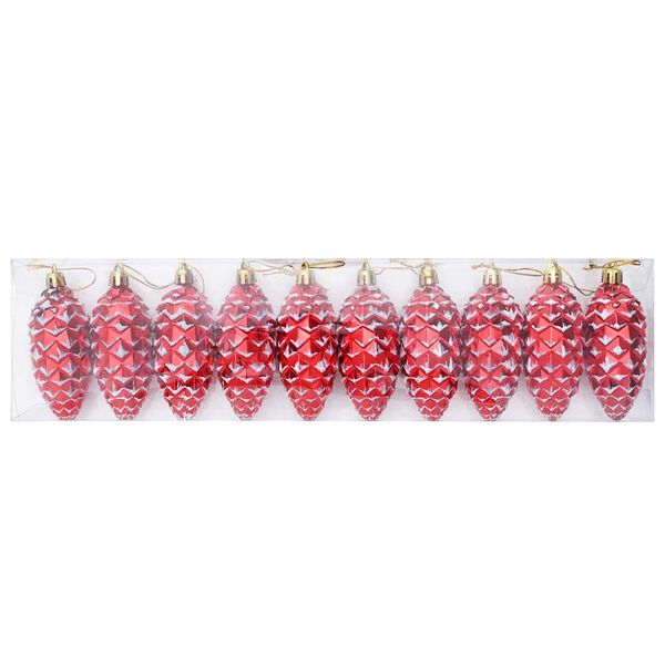 vidaXL Kerstdennenappeltje 40 pcs Rood Kunststof