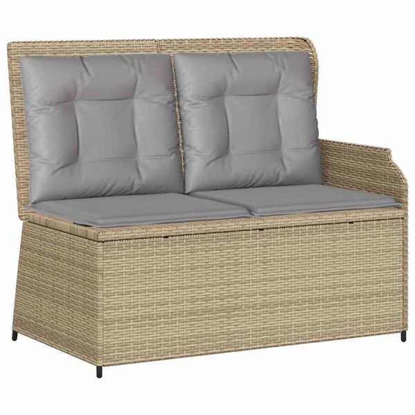 vidaXL 3-delige Loungeset met kussens poly rattan beige