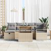 vidaXL Tuin Sofa Set met kussen met opslag 7 pcs Beige Poly riet