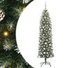 vidaXL Kunstmatige slanke kerstboom Groen en Wit 180 cm