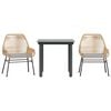 vidaXL 3-delige Tuinset met kussens poly rattan glas bruin