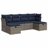 vidaXL 6-delige Loungeset met kussens poly rattan grijs