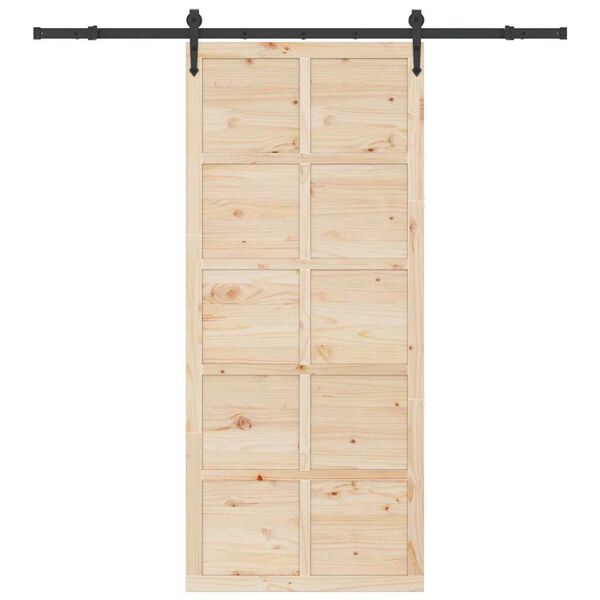 vidaXL Schuifdeur Bruin 90 x 208 cm Massief grenenhout
