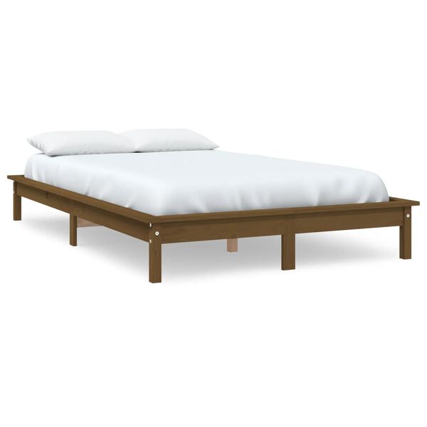 vidaXL Bedframe massief grenenhout honingbruin 140x200 cm