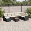vidaXL 9-delige Loungeset met kussens poly rattan zwart