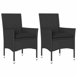 vidaXL Tuinstoelen 2 st met kussens poly rattan zwart