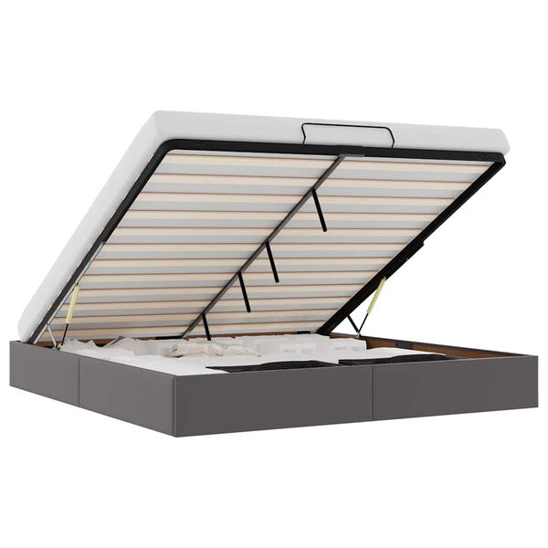 vidaXL Bedframe zonder matras 180x200 cm kunstleer grijs