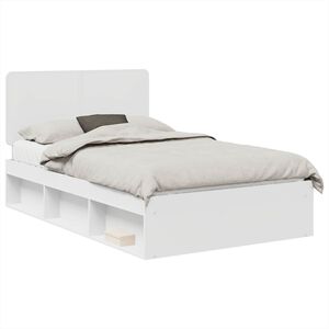 vidaXL Bedframe met hoofdeinde Wit 135 x 190 cm Massief grenenhout