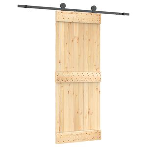 vidaXL Schuifdeur Naturel en Zwart 80 x 210 cm Massief Grenenhout