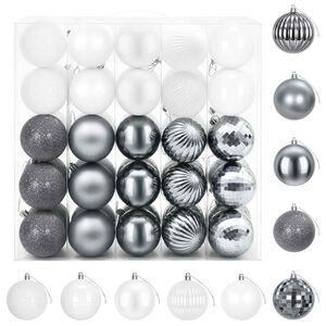 vidaXL Kerstballen set 50 st Wit en Grijs 8 cm Polystyreen