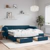 vidaXL Slaapbank met onderschuifbed en lades 80x200 cm fluweel blauw