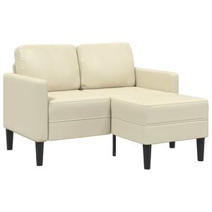 vidaXL 2-zitsbank met ligstoel L-vormig cr&egrave;mekleurig 125 cm kunstleer