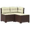 vidaXL 3-zits tuinbank met kussens in rattanlook PP Bruin