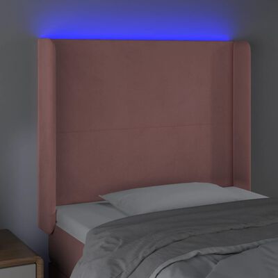 vidaXL Hoofdbord LED 93x16x118/128 cm fluweel roze