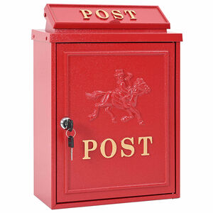 vidaXL Wandgemonteerde brievenbus met opslag Rood 29 x 13 x 41 cm
