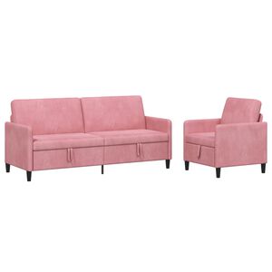 vidaXL Bankenset met opbergruimte 2 st Roze Polyester
