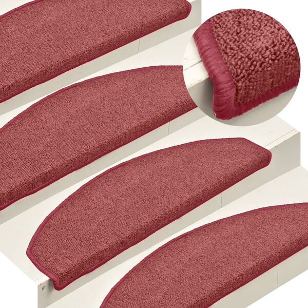 vidaXL Trapmatten 15 st 65x24x4 cm Bordeaux Halfrond Groot