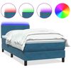vidaXL Boxspring met matras en LED fluweel donkerblauw 100x220 cm