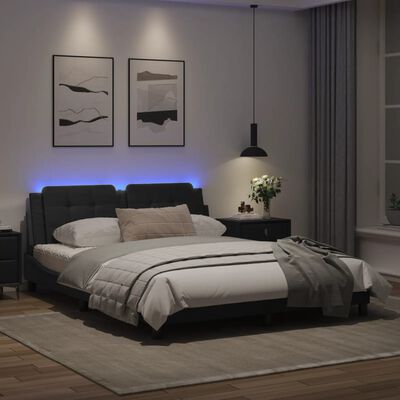 vidaXL Bedframe met LED-verlichting kunstleer zwart 160x200 cm