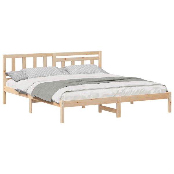 vidaXL Bedframe met hoofdeinde Bruin 160 x 200 cm Massief grenenhout