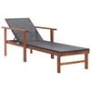 vidaXL Ligbed poly rattan en massief acaciahout zwart