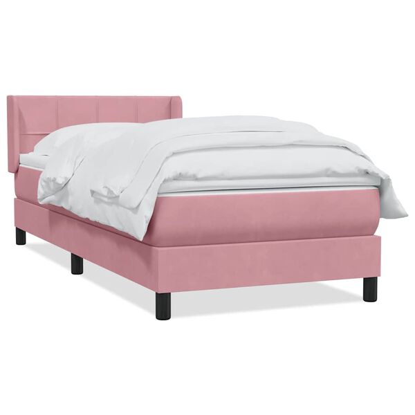 vidaXL Boxspring met matras fluweel roze 80x210 cm