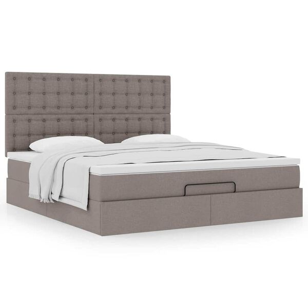 vidaXL Ottoman bed met matras 180x200cm stof taupe