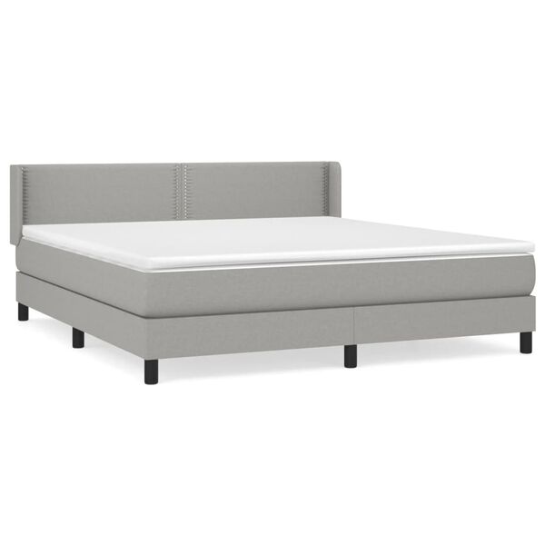vidaXL Boxspring met matras stof lichtgrijs 180x200 cm