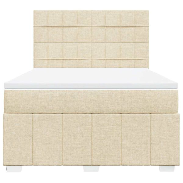 vidaXL Boxspring met matras stof cr&egrave;mekleurig 140x190 cm