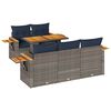 vidaXL 6-delige Loungeset met kussens poly rattan grijs