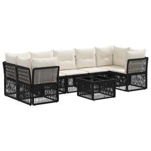 vidaXL Tuinbankenset 8 st Zwart poly rattan