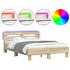 vidaXL Bedframe met hoofdeinde Sonoma 137 x 190 cm Bewerkt hout