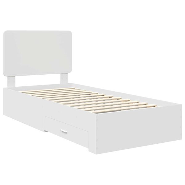 vidaXL Bedframe met hoofdeinde met lade Wit 90 x 190 cm Bewerkt hout