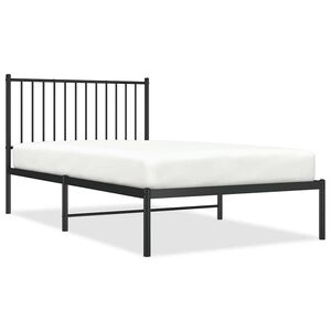 vidaXL Bedframe met hoofdbord metaal zwart 100x190 cm